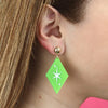 Atomic Diamond Drop Earrings - Green