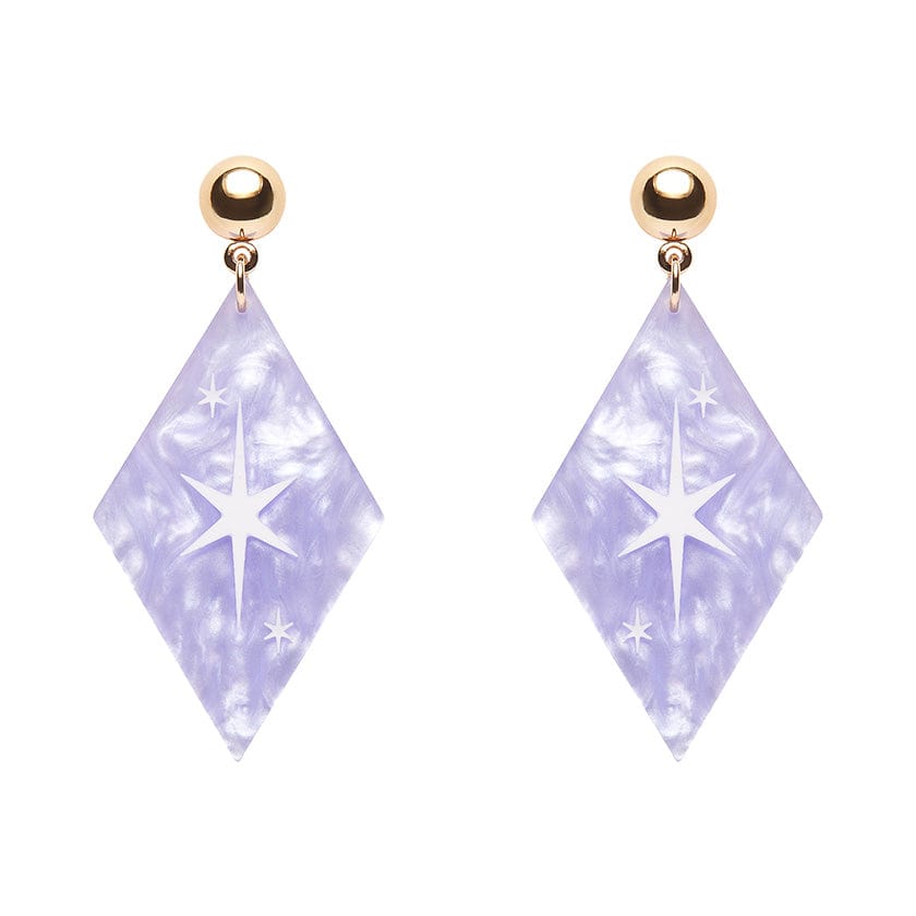 Atomic Diamond Drop Earrings - Lilac  -  Erstwilder Essentials  -  Quirky Resin and Enamel Accessories