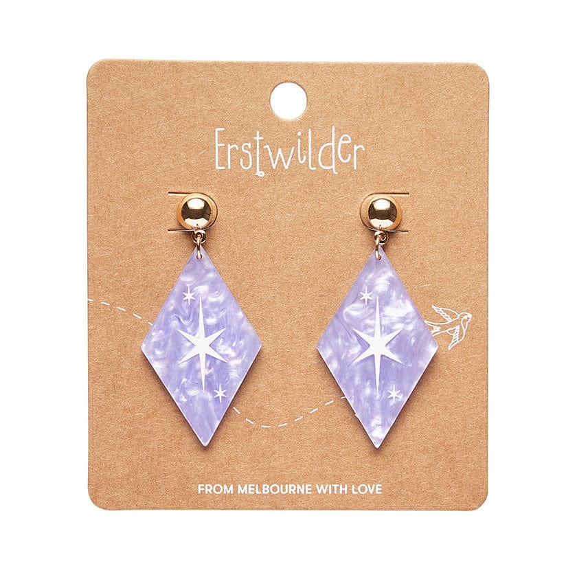 Atomic Diamond Drop Earrings - Lilac  -  Erstwilder Essentials  -  Quirky Resin and Enamel Accessories