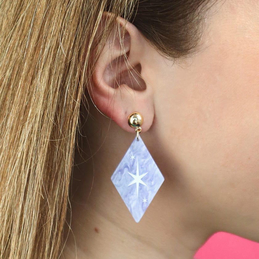 Atomic Diamond Drop Earrings - Lilac  -  Erstwilder Essentials  -  Quirky Resin and Enamel Accessories