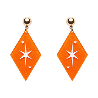 Atomic Diamond Drop Earrings - Orange  -  Erstwilder Essentials  -  Quirky Resin and Enamel Accessories