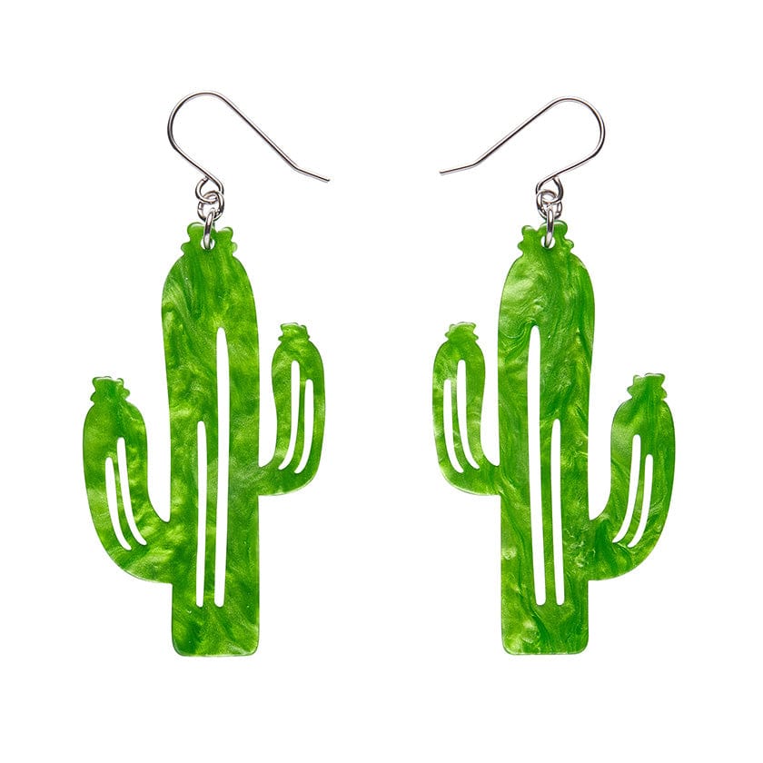 Cactus Drop Earrings - Light Green  -  Erstwilder Essentials  -  Quirky Resin and Enamel Accessories