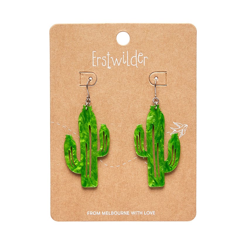 Cactus Drop Earrings - Light Green  -  Erstwilder Essentials  -  Quirky Resin and Enamel Accessories