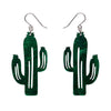 Cactus Drop Earrings - Dark Green