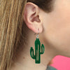 Cactus Drop Earrings - Dark Green