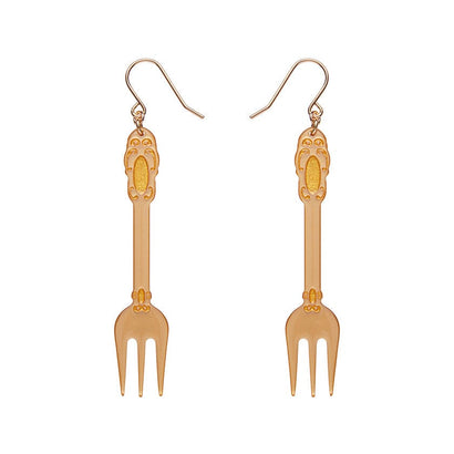 Fork, Please! Drop Earrings - Gold  -  Erstwilder Essentials  -  Quirky Resin and Enamel Accessories