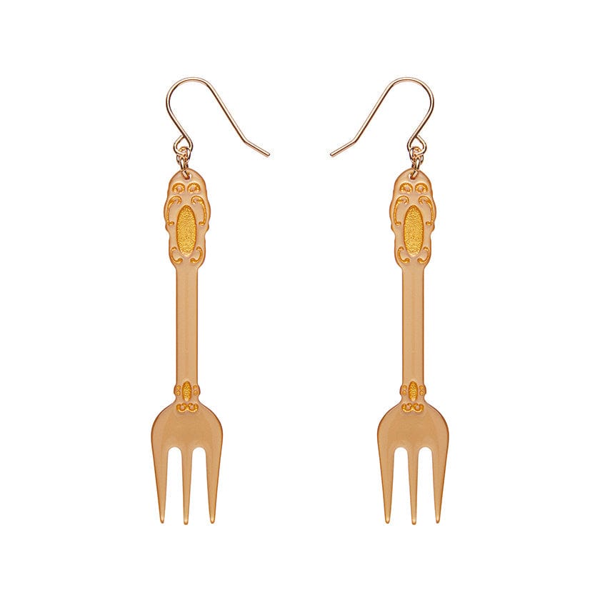 Fork, Please! Drop Earrings - Gold  -  Erstwilder Essentials  -  Quirky Resin and Enamel Accessories