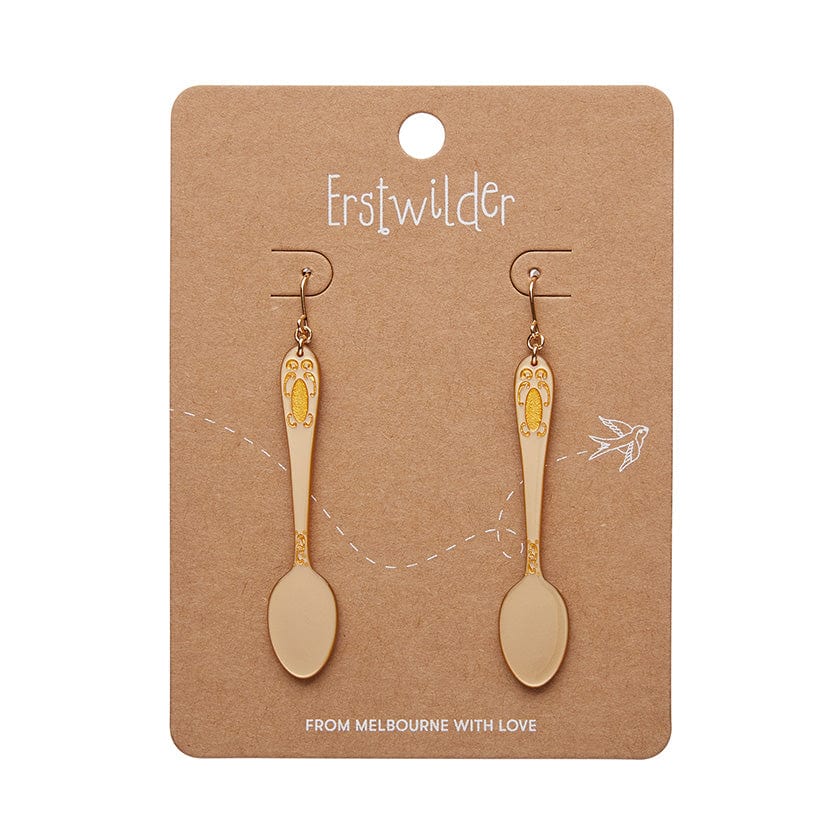 Spoon, Please! Drop Earrings - Gold  -  Erstwilder Essentials  -  Quirky Resin and Enamel Accessories