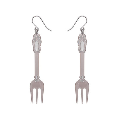 Fork, Please! Drop Earrings - Silver  -  Erstwilder Essentials  -  Quirky Resin and Enamel Accessories