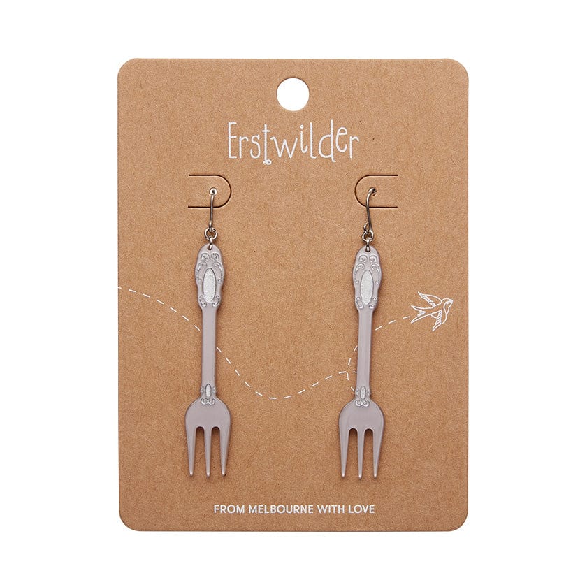 Fork, Please! Drop Earrings - Silver  -  Erstwilder Essentials  -  Quirky Resin and Enamel Accessories