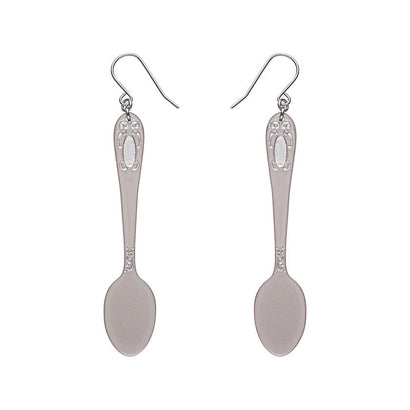 Spoon, Please! Drop Earrings - Silver  -  Erstwilder Essentials  -  Quirky Resin and Enamel Accessories