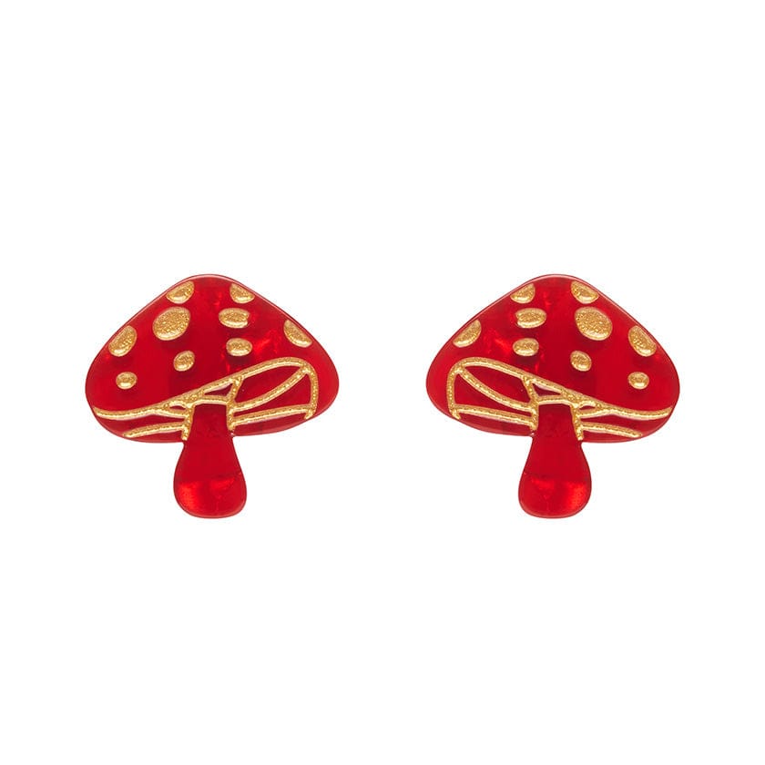 Mushroom Stud Earrings - Red  -  Erstwilder Essentials  -  Quirky Resin and Enamel Accessories