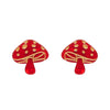 Mushroom Stud Earrings - Red