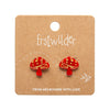 Mushroom Stud Earrings - Red