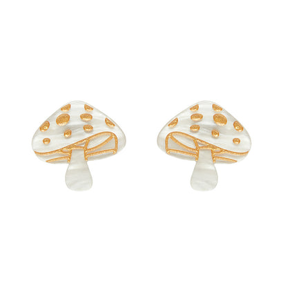 Mushroom Stud Earrings - Cream