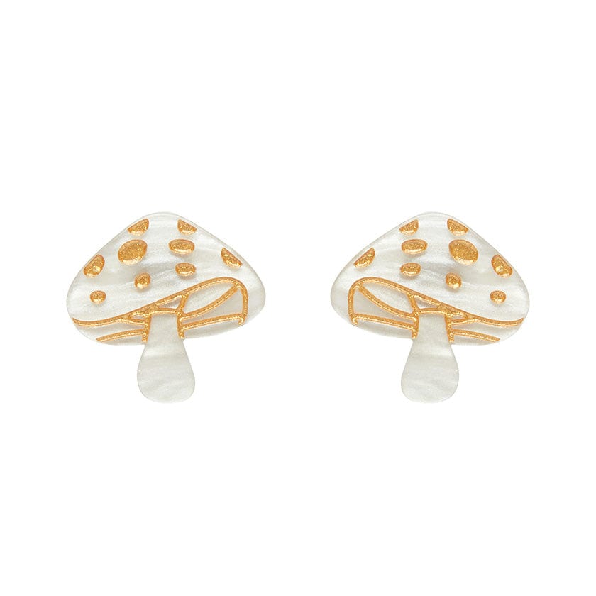 Mushroom Stud Earrings - Cream  -  Erstwilder Essentials  -  Quirky Resin and Enamel Accessories