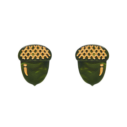 Acorn Stud Earrings - Green