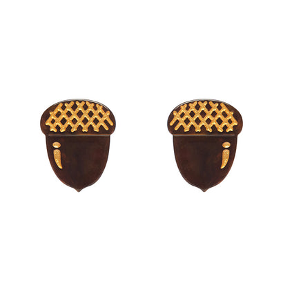 Acorn Stud Earrings - Brown