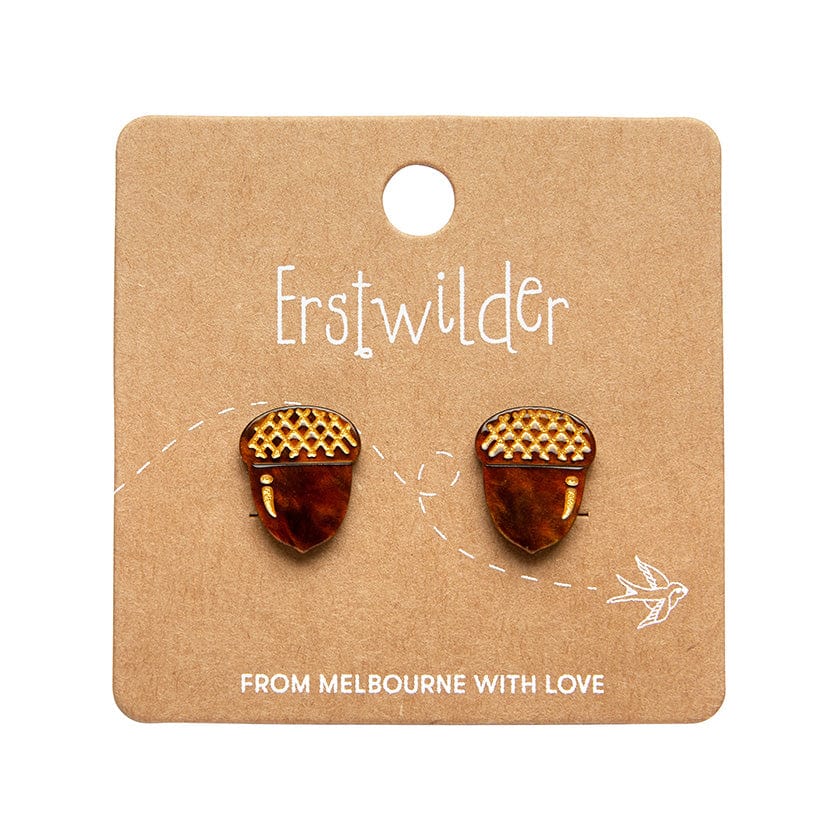 Acorn Stud Earrings - Brown  -  Erstwilder Essentials  -  Quirky Resin and Enamel Accessories