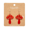 Mushroom Drop Earrings - Red