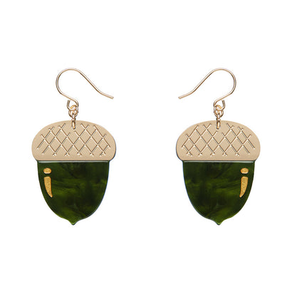 Acorn Drop Earrings - Green  -  Erstwilder Essentials  -  Quirky Resin and Enamel Accessories