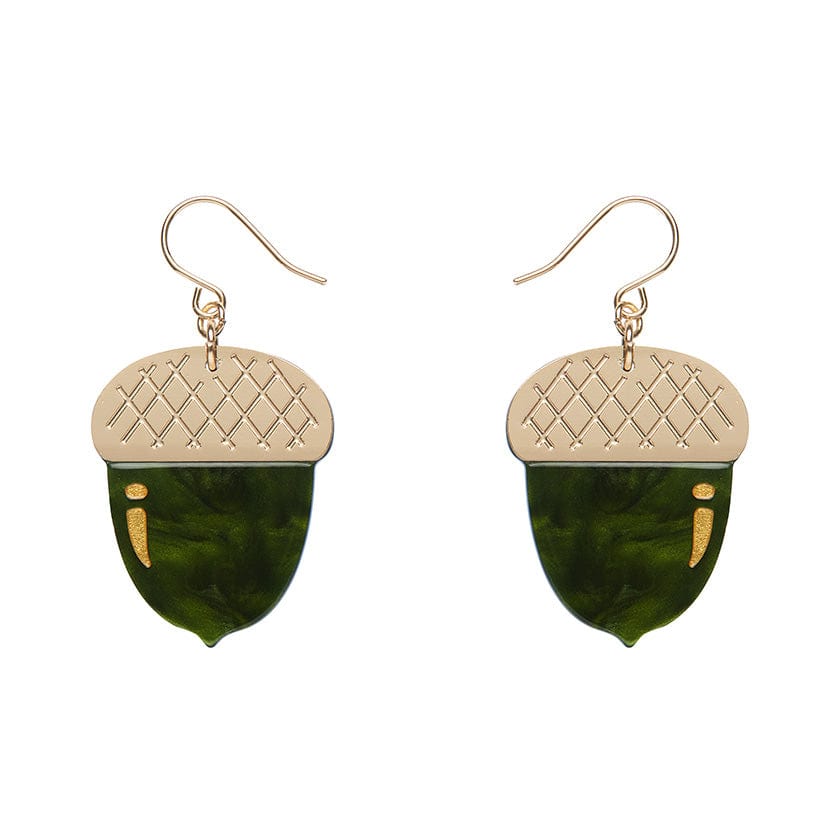 Acorn Drop Earrings - Green  -  Erstwilder Essentials  -  Quirky Resin and Enamel Accessories