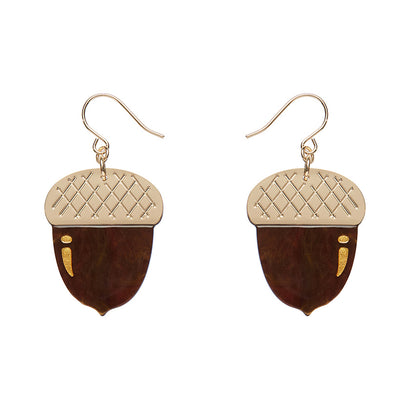 Acorn Drop Earrings - Brown