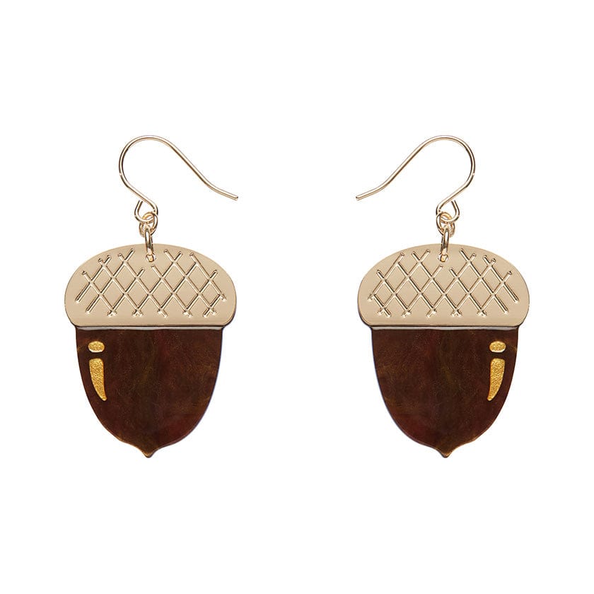 Acorn Drop Earrings - Brown  -  Erstwilder Essentials  -  Quirky Resin and Enamel Accessories