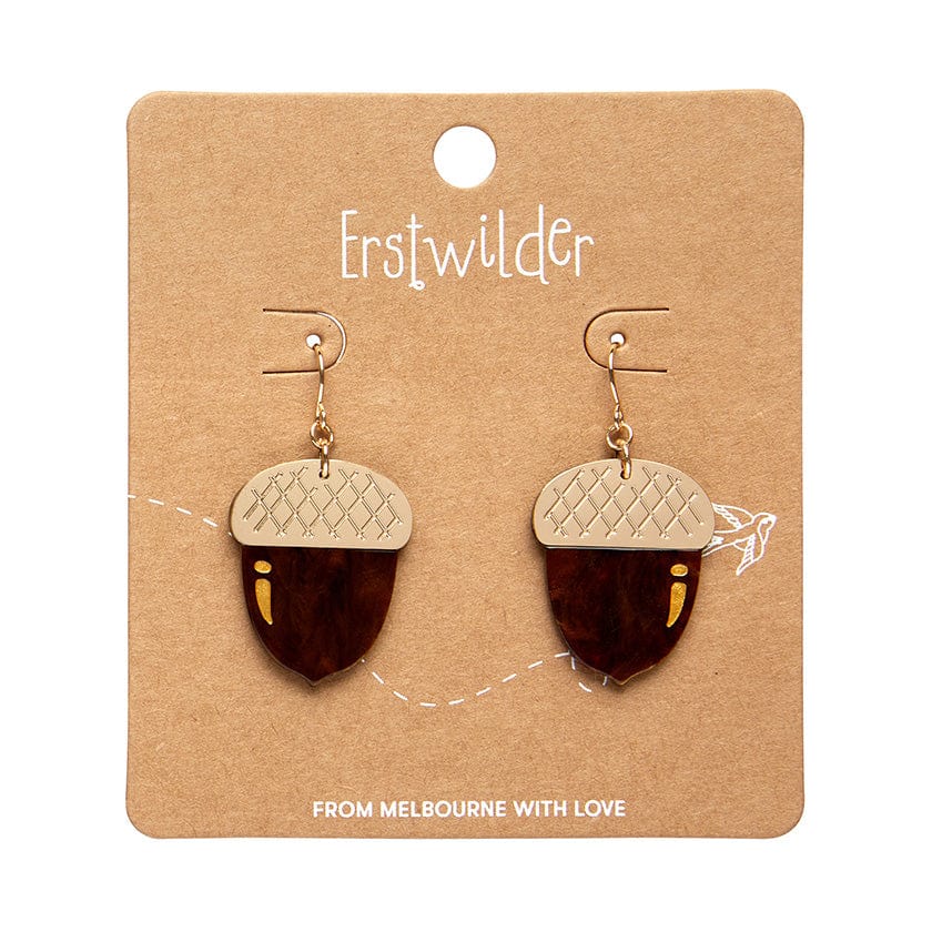 Acorn Drop Earrings - Brown  -  Erstwilder Essentials  -  Quirky Resin and Enamel Accessories