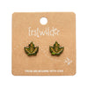 Maple Leaf Stud Earrings - Green