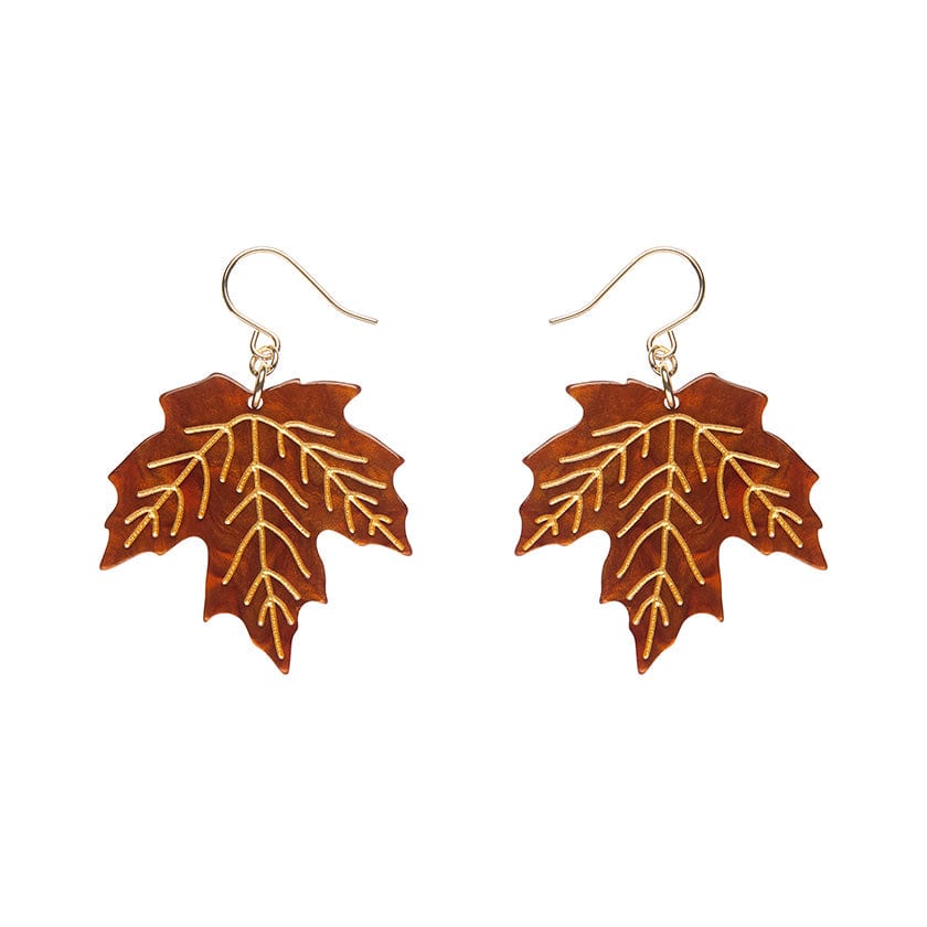 Maple Leaf Drop Earrings - Orange  -  Erstwilder Essentials  -  Quirky Resin and Enamel Accessories