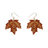 Maple Leaf Drop Earrings - Orange