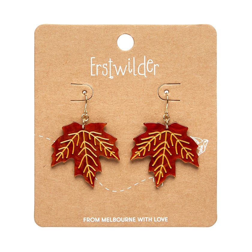 Maple Leaf Drop Earrings - Orange  -  Erstwilder Essentials  -  Quirky Resin and Enamel Accessories