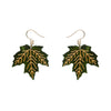 Maple Leaf Drop Earrings - Green