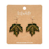 Maple Leaf Drop Earrings - Green