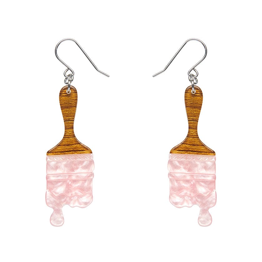 Paint Brush Ripple Drop Earrings - Pink  -  Erstwilder Essentials  -  Quirky Resin and Enamel Accessories