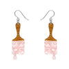 Paint Brush Ripple Drop Earrings - Pink