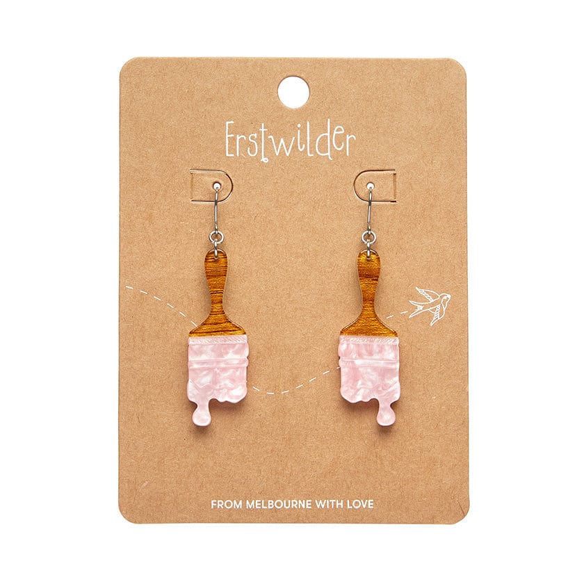 Paint Brush Ripple Drop Earrings - Pink  -  Erstwilder Essentials  -  Quirky Resin and Enamel Accessories