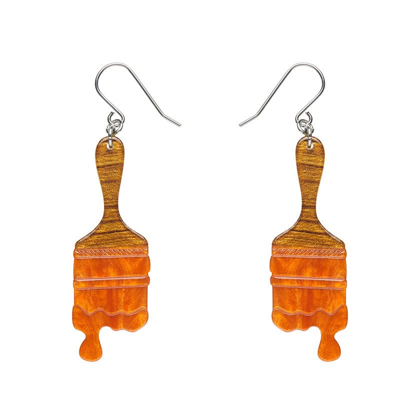 Paint Brush Ripple Drop Earrings - Orange  -  Erstwilder Essentials  -  Quirky Resin and Enamel Accessories