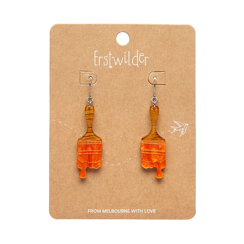 Paint Brush Ripple Drop Earrings - Orange  -  Erstwilder Essentials  -  Quirky Resin and Enamel Accessories