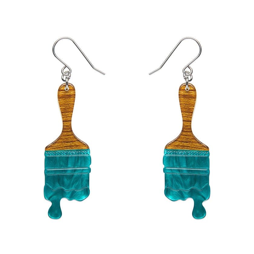 Paint Brush Ripple Drop Earrings - Teal  -  Erstwilder Essentials  -  Quirky Resin and Enamel Accessories