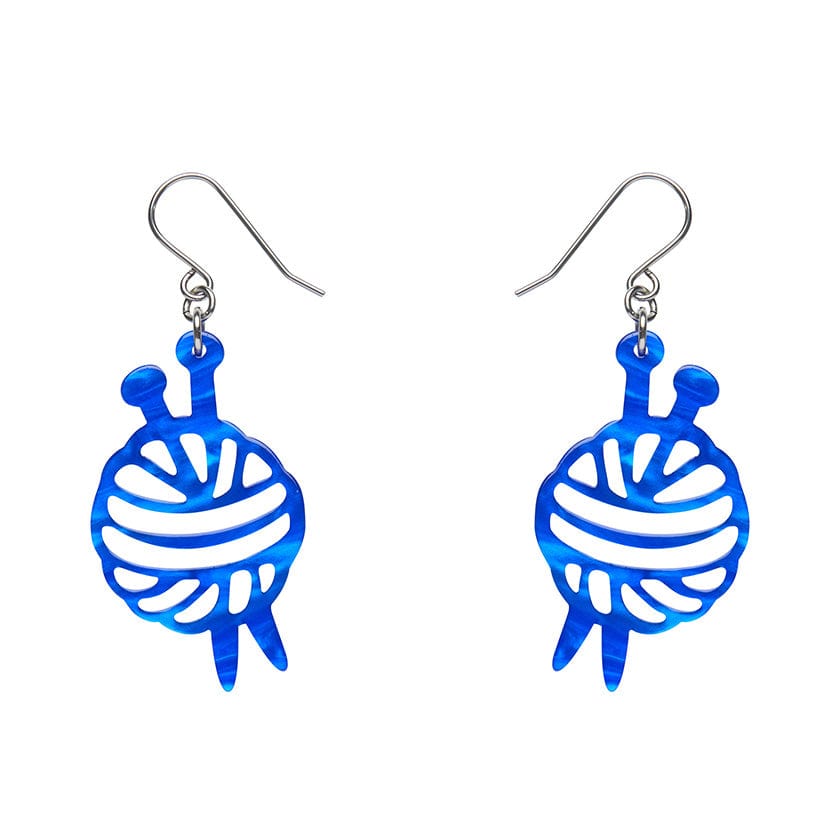 Ball Of Yarn Ripple Drop Earrings - Blue  -  Erstwilder Essentials  -  Quirky Resin and Enamel Accessories