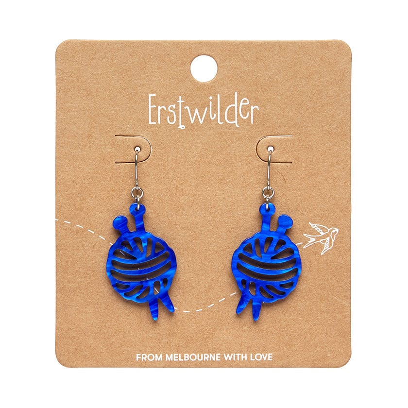 Ball Of Yarn Ripple Drop Earrings - Blue  -  Erstwilder Essentials  -  Quirky Resin and Enamel Accessories