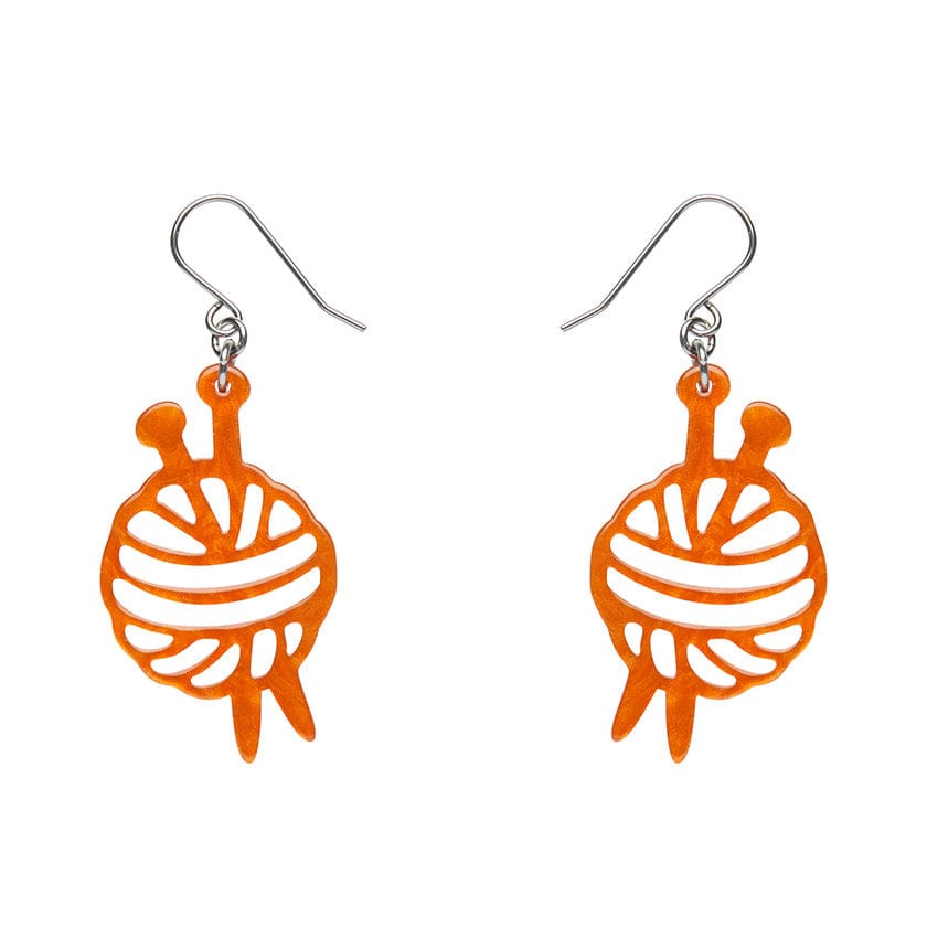 Ball Of Yarn Ripple Drop Earrings - Orange  -  Erstwilder Essentials  -  Quirky Resin and Enamel Accessories