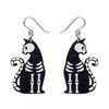 Bone Kitty Drop Earrings - Black