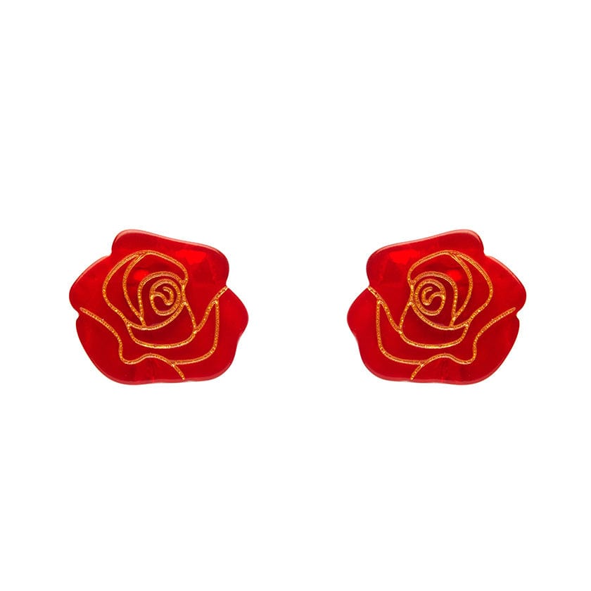 Eternal Rose Stud Earrings - Red  -  Erstwilder Essentials  -  Quirky Resin and Enamel Accessories