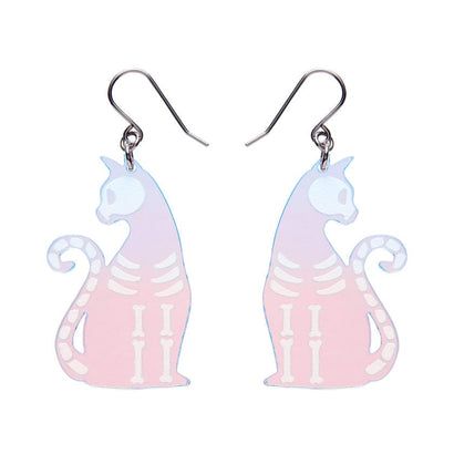 Bone Kitty Drop Earrings - Iridescent  -  Erstwilder Essentials  -  Quirky Resin and Enamel Accessories