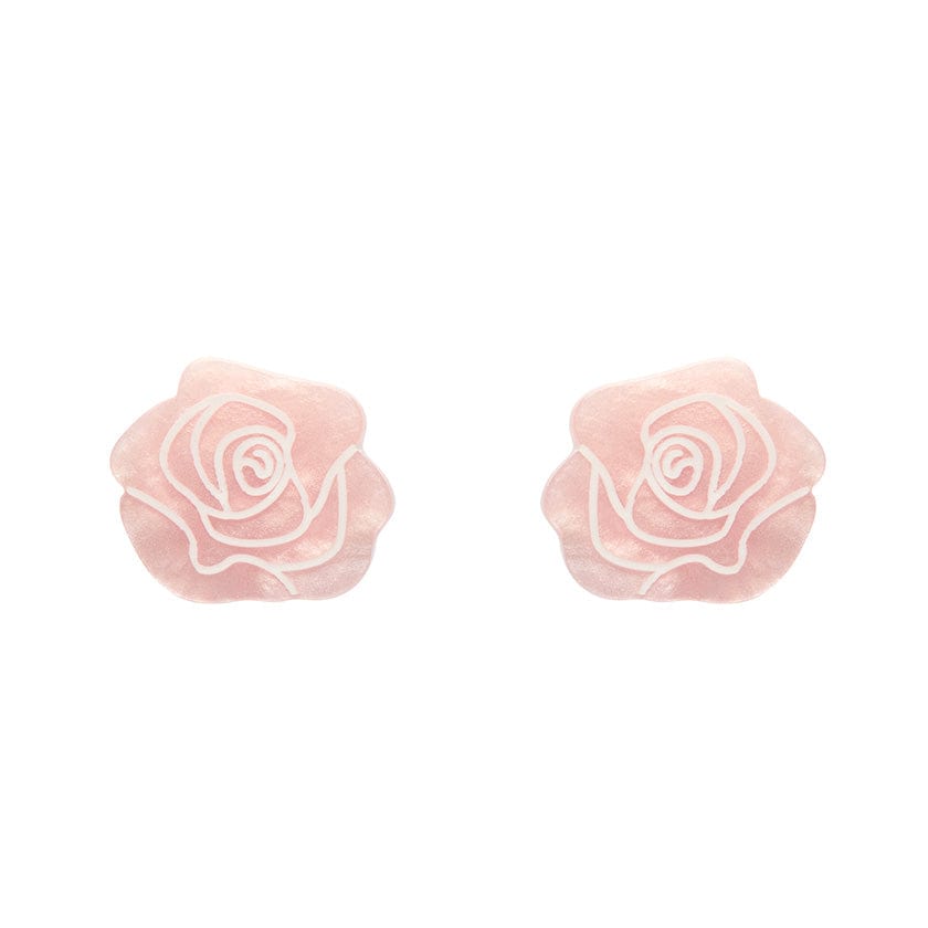 Eternal Rose Stud Earrings - Light Pink  -  Erstwilder Essentials  -  Quirky Resin and Enamel Accessories