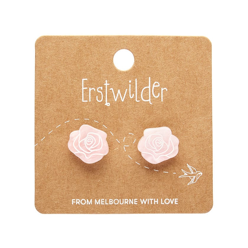 Eternal Rose Stud Earrings - Light Pink  -  Erstwilder Essentials  -  Quirky Resin and Enamel Accessories