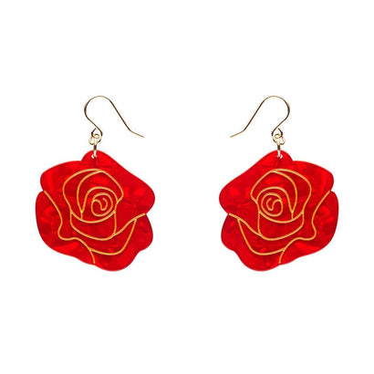 Eternal Rose Drop Earrings - Red  -  Erstwilder Essentials  -  Quirky Resin and Enamel Accessories